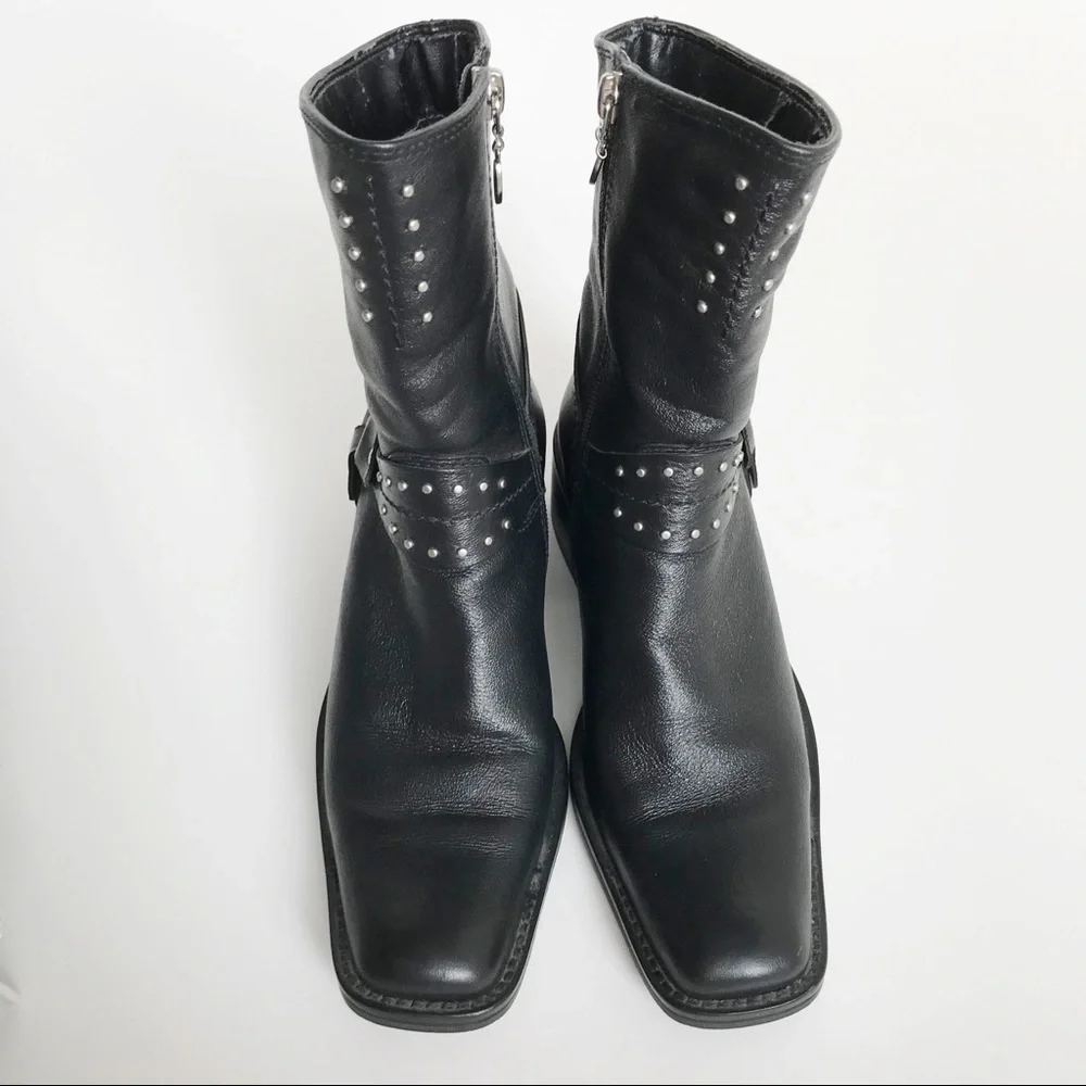 Harley-Davidson Black Leather Studded Moto Boots - Picture 7 of 14